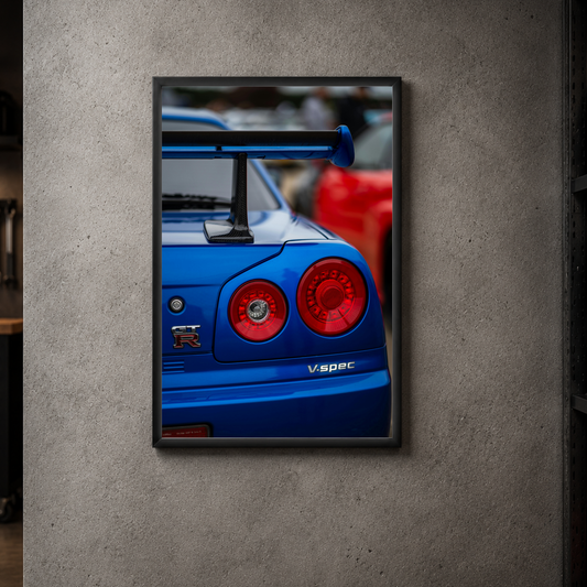 Nissan R34 - Rear Acrylic Poster