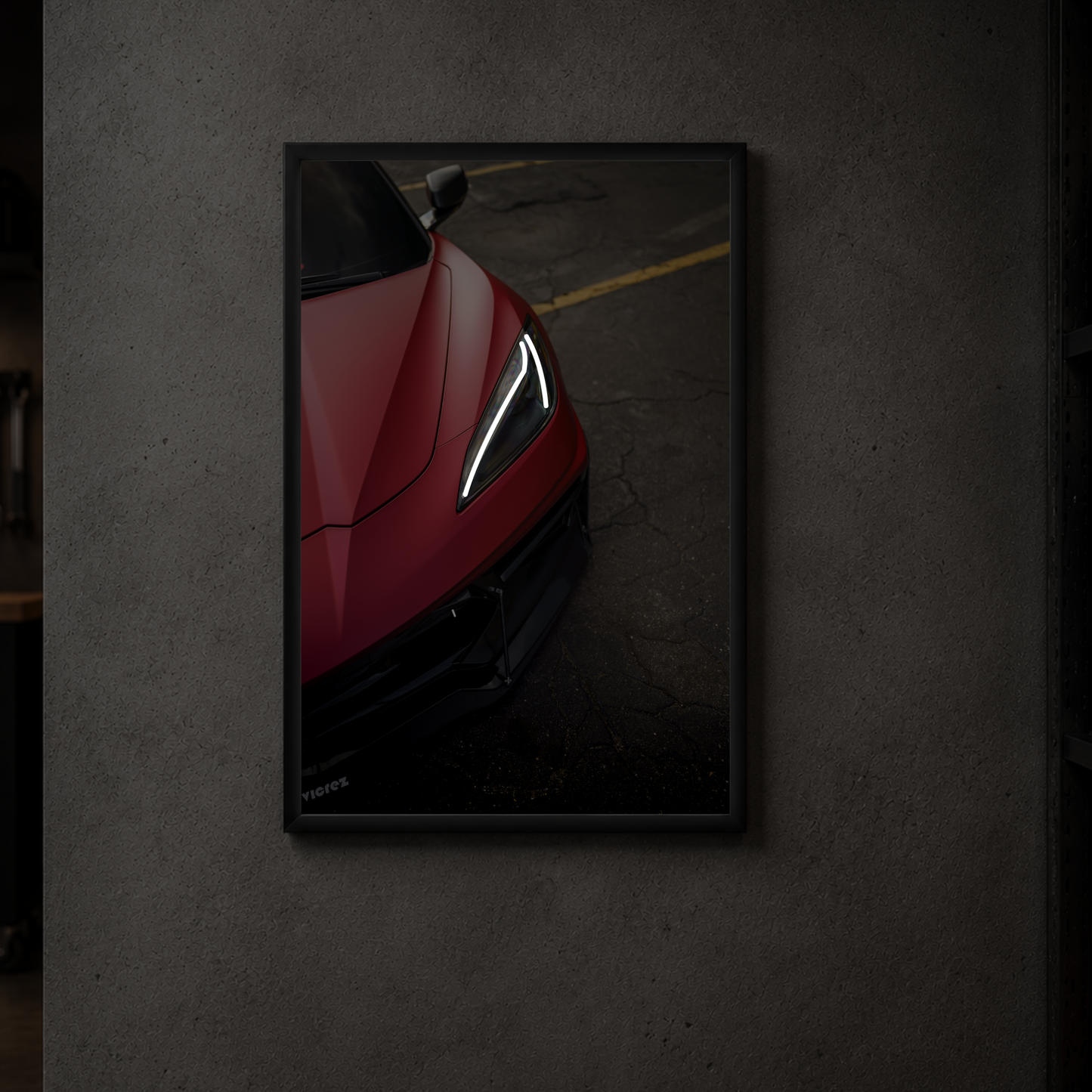 C8 Chevy Corvette - Front Vertical Acrylic Poster