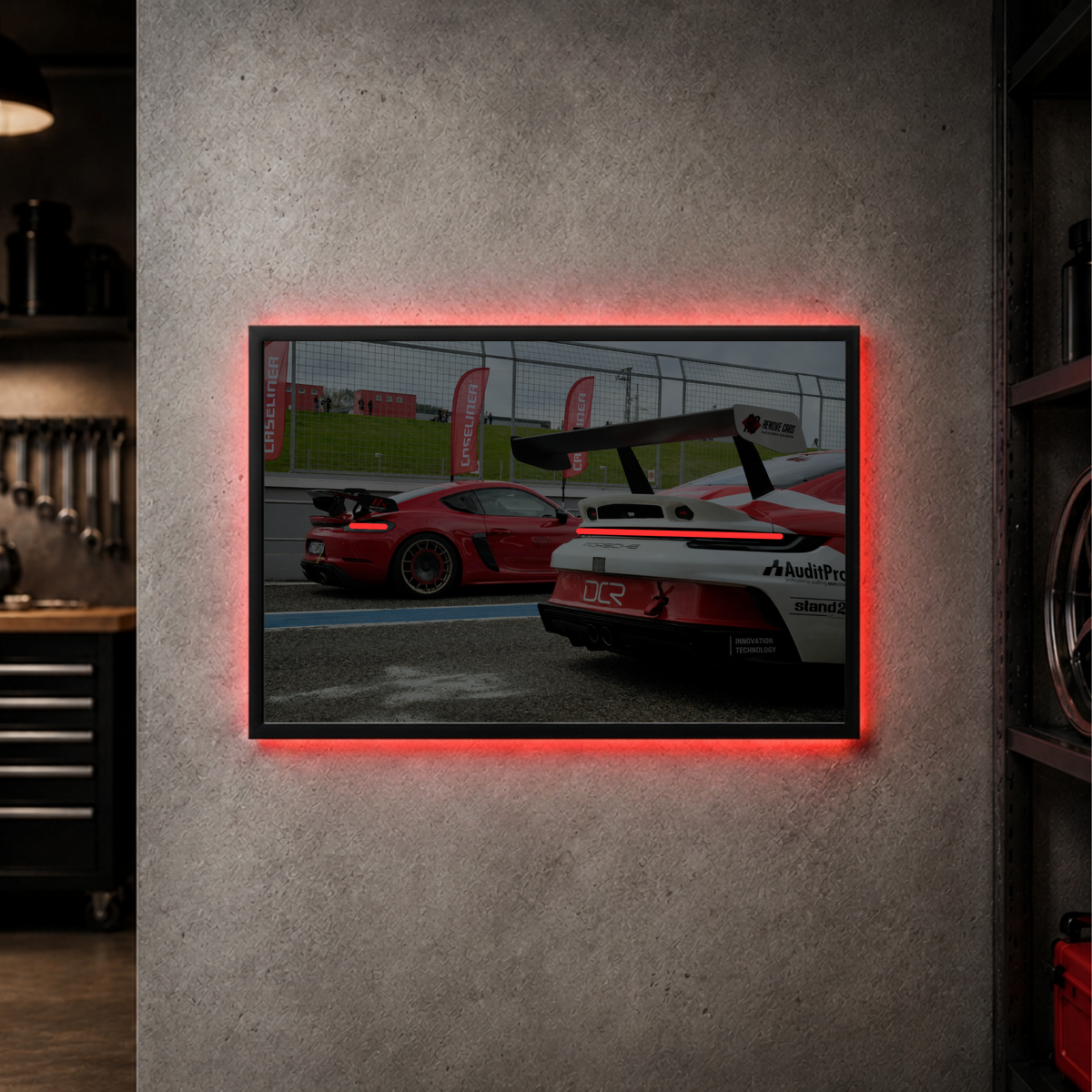 Porsche GT3RS & Cayman "Track Duo" - Rear Horizontal Acrylic Poster